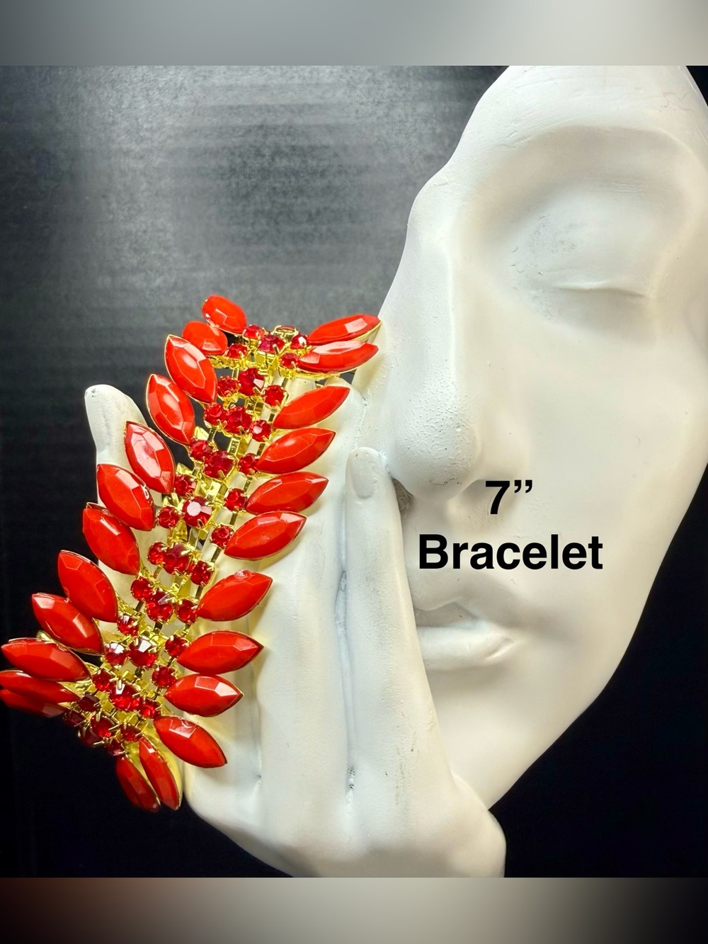 Bold Red and Gold Statement Bracelet - Women Jewelry